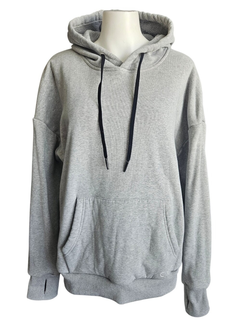 CVG Gray Hoodie Sz Med Oversized Relaxed Thumbholes Workout Outdoor Thick Winter